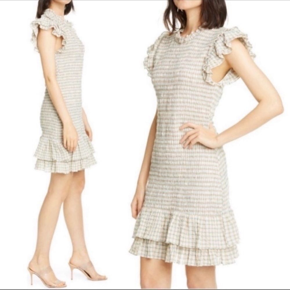 Veronica Beard Cici Mini White Green Dress Size 6